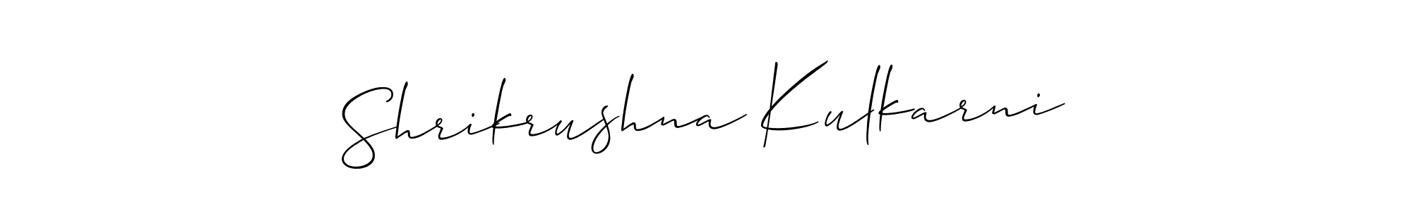 The best way (Allison_Script) to make a short signature is to pick only two or three words in your name. The name Shrikrushna Kulkarni include a total of six letters. For converting this name. Shrikrushna Kulkarni signature style 2 images and pictures png