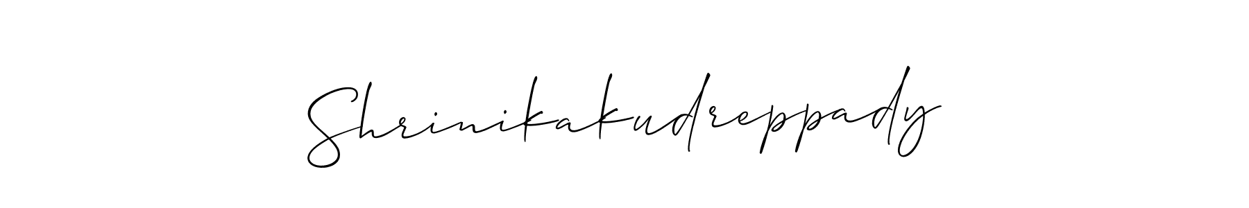 The best way (Allison_Script) to make a short signature is to pick only two or three words in your name. The name Shrinikakudreppady include a total of six letters. For converting this name. Shrinikakudreppady signature style 2 images and pictures png