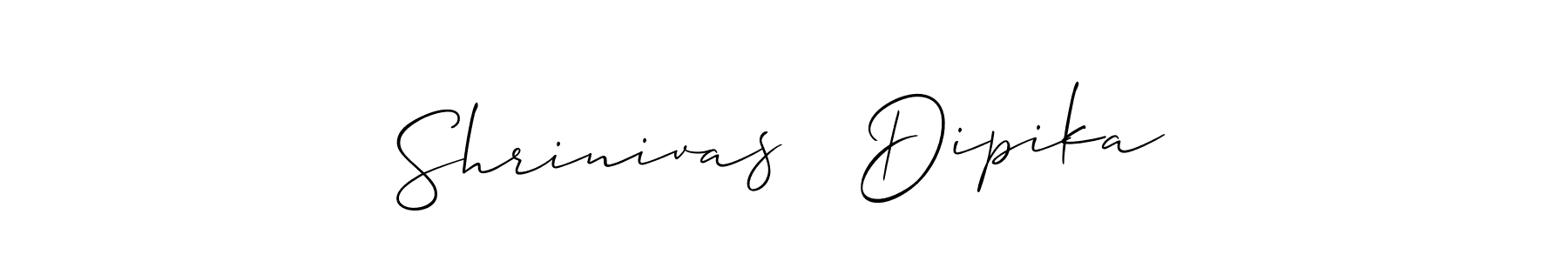 if you are searching for the best signature style for your name Shrinivas   Dipika. so please give up your signature search. here we have designed multiple signature styles  using Allison_Script. Shrinivas   Dipika signature style 2 images and pictures png