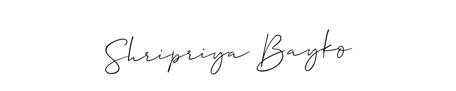 Create a beautiful signature design for name Shripriya Bayko. With this signature (Allison_Script) fonts, you can make a handwritten signature for free. Shripriya Bayko signature style 2 images and pictures png