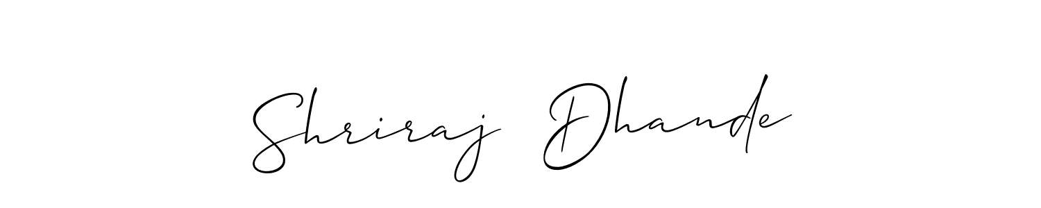 It looks lik you need a new signature style for name Shriraj  Dhande. Design unique handwritten (Allison_Script) signature with our free signature maker in just a few clicks. Shriraj  Dhande signature style 2 images and pictures png