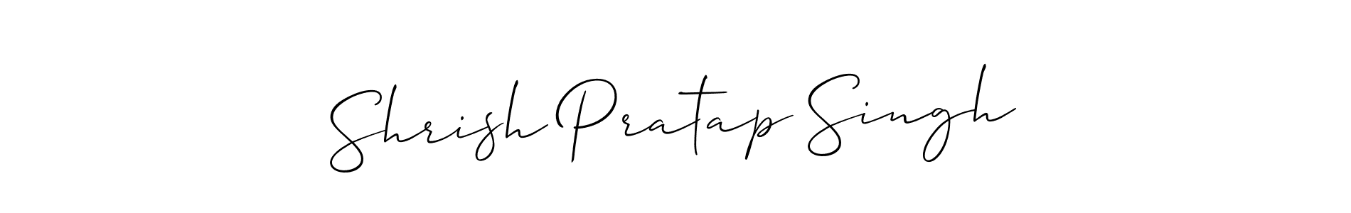 You should practise on your own different ways (Allison_Script) to write your name (Shrish Pratap Singh) in signature. don't let someone else do it for you. Shrish Pratap Singh signature style 2 images and pictures png