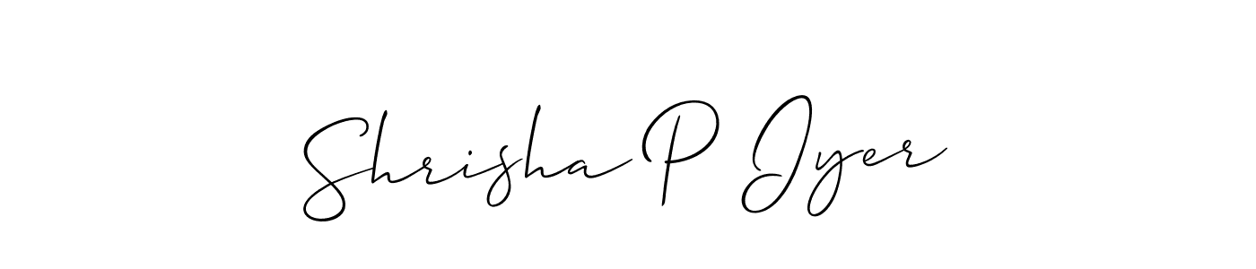 Create a beautiful signature design for name Shrisha P Iyer. With this signature (Allison_Script) fonts, you can make a handwritten signature for free. Shrisha P Iyer signature style 2 images and pictures png