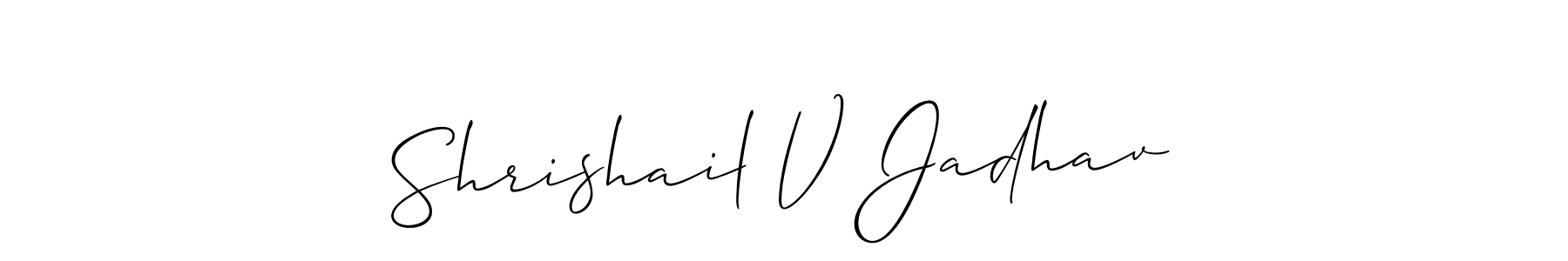 Make a short Shrishail V Jadhav signature style. Manage your documents anywhere anytime using Allison_Script. Create and add eSignatures, submit forms, share and send files easily. Shrishail V Jadhav signature style 2 images and pictures png