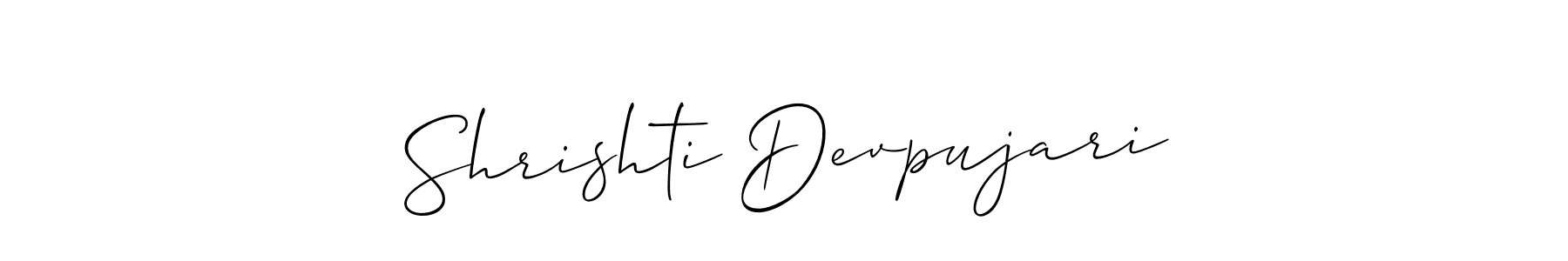 It looks lik you need a new signature style for name Shrishti Devpujari. Design unique handwritten (Allison_Script) signature with our free signature maker in just a few clicks. Shrishti Devpujari signature style 2 images and pictures png