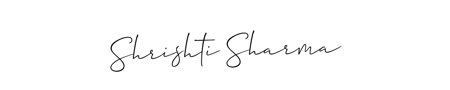 Allison_Script is a professional signature style that is perfect for those who want to add a touch of class to their signature. It is also a great choice for those who want to make their signature more unique. Get Shrishti Sharma name to fancy signature for free. Shrishti Sharma signature style 2 images and pictures png