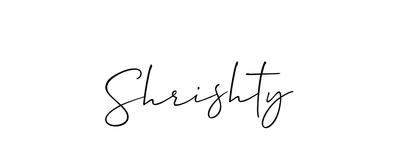 Use a signature maker to create a handwritten signature online. With this signature software, you can design (Allison_Script) your own signature for name Shrishty. Shrishty signature style 2 images and pictures png