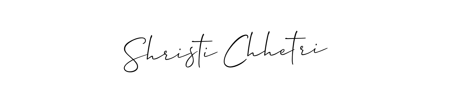 The best way (Allison_Script) to make a short signature is to pick only two or three words in your name. The name Shristi Chhetri include a total of six letters. For converting this name. Shristi Chhetri signature style 2 images and pictures png