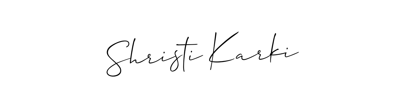 Also You can easily find your signature by using the search form. We will create Shristi Karki name handwritten signature images for you free of cost using Allison_Script sign style. Shristi Karki signature style 2 images and pictures png