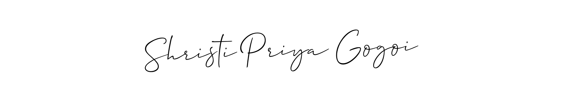 Create a beautiful signature design for name Shristi Priya Gogoi. With this signature (Allison_Script) fonts, you can make a handwritten signature for free. Shristi Priya Gogoi signature style 2 images and pictures png
