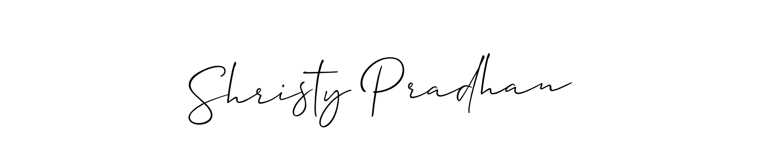 Shristy Pradhan stylish signature style. Best Handwritten Sign (Allison_Script) for my name. Handwritten Signature Collection Ideas for my name Shristy Pradhan. Shristy Pradhan signature style 2 images and pictures png