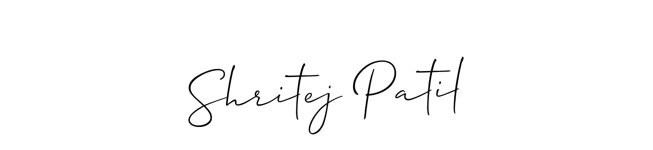 Create a beautiful signature design for name Shritej Patil. With this signature (Allison_Script) fonts, you can make a handwritten signature for free. Shritej Patil signature style 2 images and pictures png