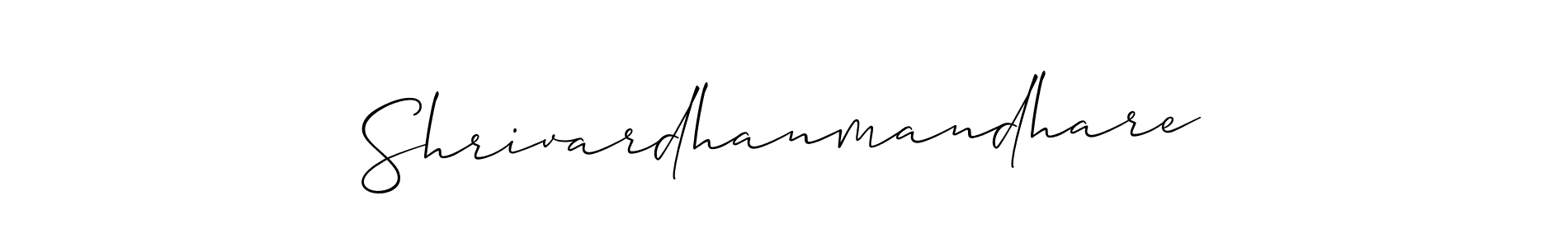 Use a signature maker to create a handwritten signature online. With this signature software, you can design (Allison_Script) your own signature for name Shrivardhanmandhare. Shrivardhanmandhare signature style 2 images and pictures png