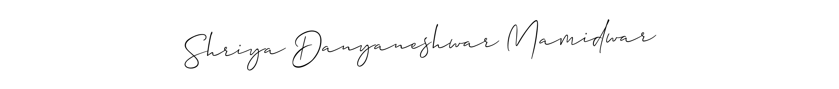 How to make Shriya Danyaneshwar Mamidwar name signature. Use Allison_Script style for creating short signs online. This is the latest handwritten sign. Shriya Danyaneshwar Mamidwar signature style 2 images and pictures png