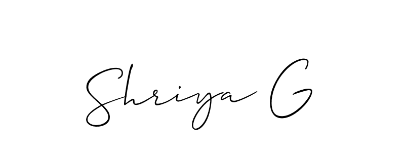Also we have Shriya G name is the best signature style. Create professional handwritten signature collection using Allison_Script autograph style. Shriya G signature style 2 images and pictures png