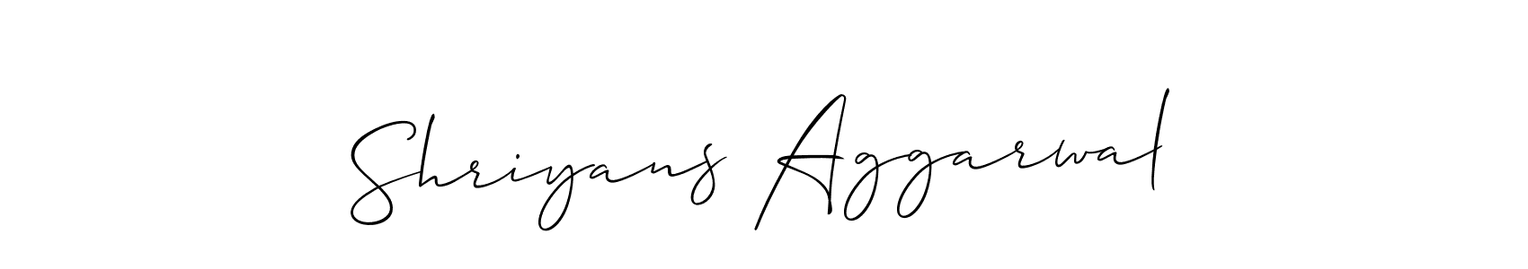 Shriyans Aggarwal stylish signature style. Best Handwritten Sign (Allison_Script) for my name. Handwritten Signature Collection Ideas for my name Shriyans Aggarwal. Shriyans Aggarwal signature style 2 images and pictures png