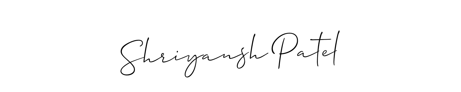 Similarly Allison_Script is the best handwritten signature design. Signature creator online .You can use it as an online autograph creator for name Shriyansh Patel. Shriyansh Patel signature style 2 images and pictures png