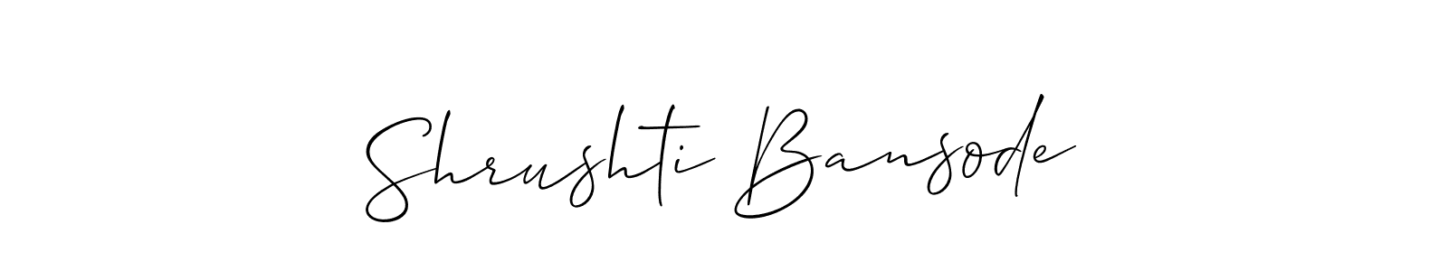 How to make Shrushti Bansode signature? Allison_Script is a professional autograph style. Create handwritten signature for Shrushti Bansode name. Shrushti Bansode signature style 2 images and pictures png