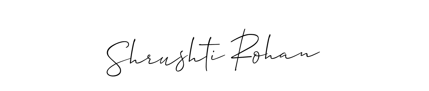 Make a short Shrushti Rohan signature style. Manage your documents anywhere anytime using Allison_Script. Create and add eSignatures, submit forms, share and send files easily. Shrushti Rohan signature style 2 images and pictures png