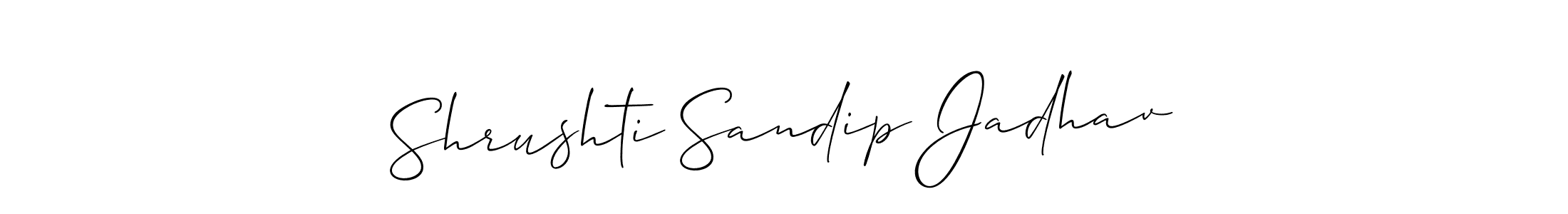 Also we have Shrushti Sandip Jadhav name is the best signature style. Create professional handwritten signature collection using Allison_Script autograph style. Shrushti Sandip Jadhav signature style 2 images and pictures png