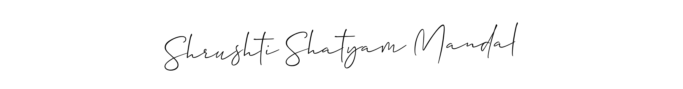 How to make Shrushti Shatyam Mandal name signature. Use Allison_Script style for creating short signs online. This is the latest handwritten sign. Shrushti Shatyam Mandal signature style 2 images and pictures png