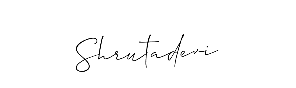 The best way (Allison_Script) to make a short signature is to pick only two or three words in your name. The name Shrutadevi include a total of six letters. For converting this name. Shrutadevi signature style 2 images and pictures png