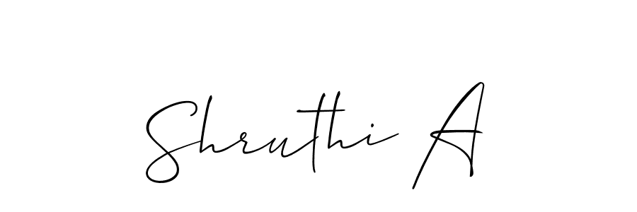 How to make Shruthi A name signature. Use Allison_Script style for creating short signs online. This is the latest handwritten sign. Shruthi A signature style 2 images and pictures png