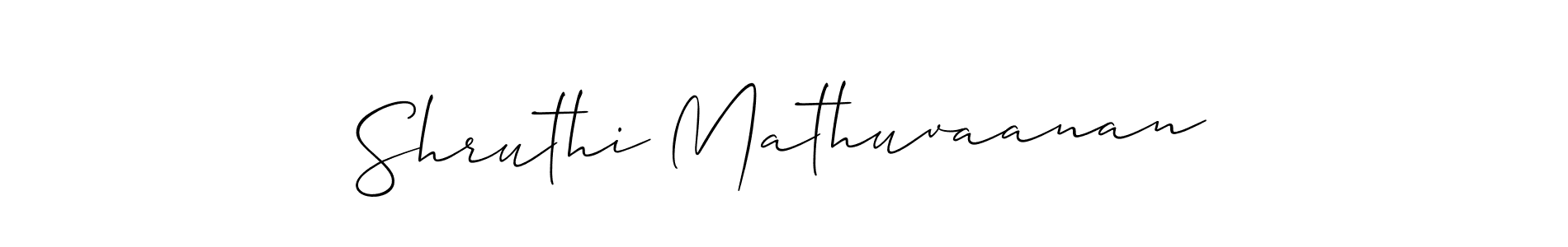 Create a beautiful signature design for name Shruthi Mathuvaanan. With this signature (Allison_Script) fonts, you can make a handwritten signature for free. Shruthi Mathuvaanan signature style 2 images and pictures png