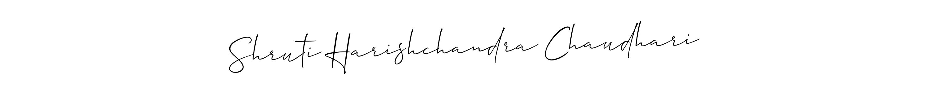 The best way (Allison_Script) to make a short signature is to pick only two or three words in your name. The name Shruti Harishchandra Chaudhari include a total of six letters. For converting this name. Shruti Harishchandra Chaudhari signature style 2 images and pictures png