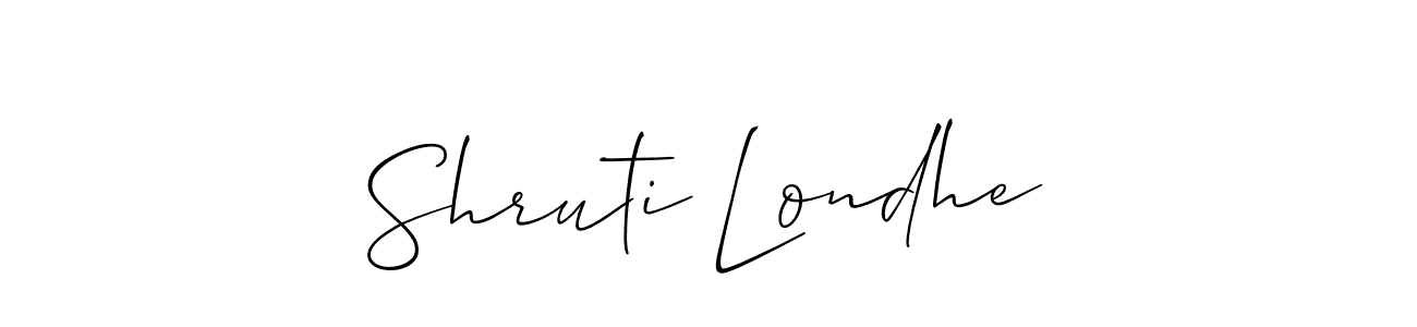 Allison_Script is a professional signature style that is perfect for those who want to add a touch of class to their signature. It is also a great choice for those who want to make their signature more unique. Get Shruti Londhe name to fancy signature for free. Shruti Londhe signature style 2 images and pictures png