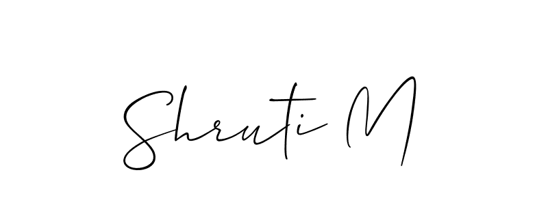 Also You can easily find your signature by using the search form. We will create Shruti M name handwritten signature images for you free of cost using Allison_Script sign style. Shruti M signature style 2 images and pictures png