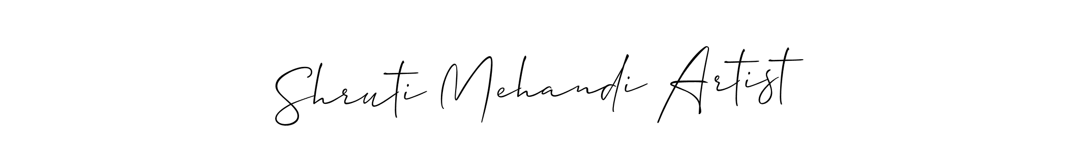 You should practise on your own different ways (Allison_Script) to write your name (Shruti Mehandi Artist) in signature. don't let someone else do it for you. Shruti Mehandi Artist signature style 2 images and pictures png
