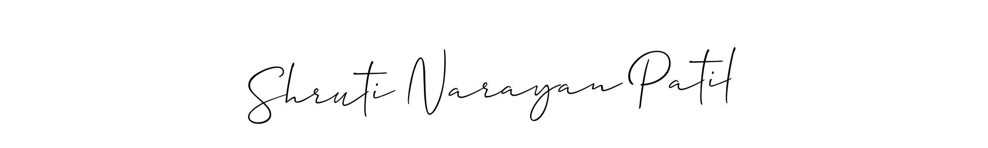 Make a beautiful signature design for name Shruti Narayan Patil. With this signature (Allison_Script) style, you can create a handwritten signature for free. Shruti Narayan Patil signature style 2 images and pictures png