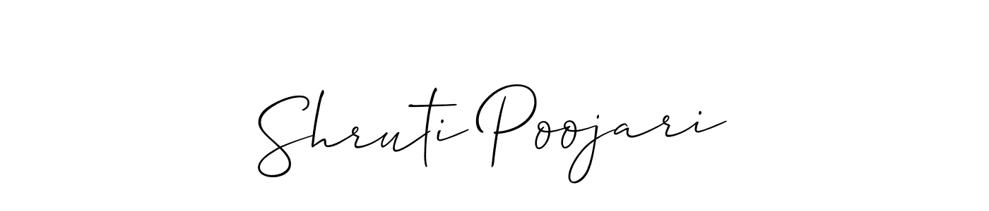 The best way (Allison_Script) to make a short signature is to pick only two or three words in your name. The name Shruti Poojari include a total of six letters. For converting this name. Shruti Poojari signature style 2 images and pictures png