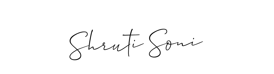 How to make Shruti Soni name signature. Use Allison_Script style for creating short signs online. This is the latest handwritten sign. Shruti Soni signature style 2 images and pictures png