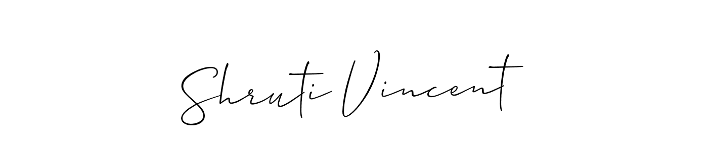 How to make Shruti Vincent name signature. Use Allison_Script style for creating short signs online. This is the latest handwritten sign. Shruti Vincent signature style 2 images and pictures png