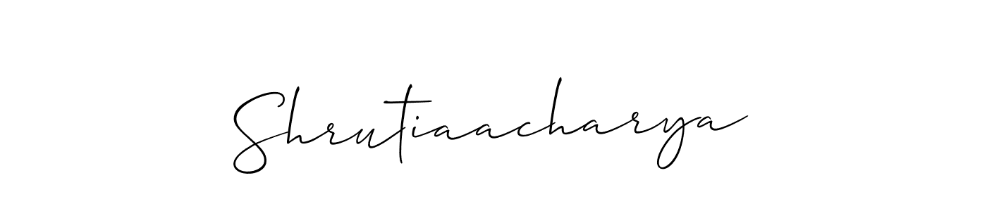 Use a signature maker to create a handwritten signature online. With this signature software, you can design (Allison_Script) your own signature for name Shrutiaacharya. Shrutiaacharya signature style 2 images and pictures png