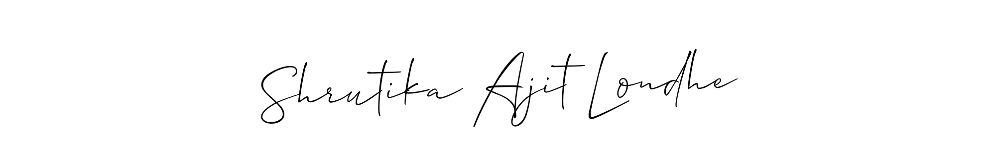 Also You can easily find your signature by using the search form. We will create Shrutika Ajit Londhe name handwritten signature images for you free of cost using Allison_Script sign style. Shrutika Ajit Londhe signature style 2 images and pictures png
