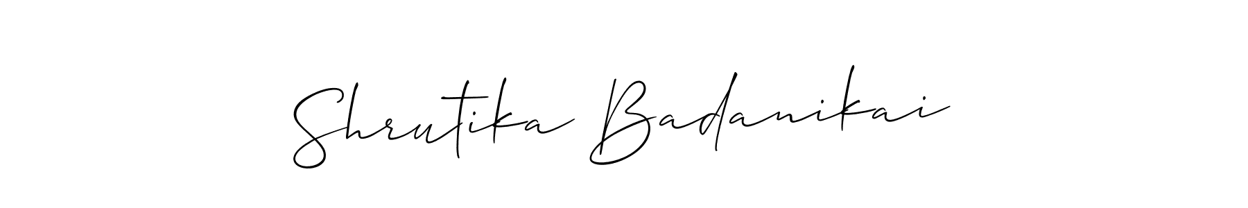 You should practise on your own different ways (Allison_Script) to write your name (Shrutika Badanikai) in signature. don't let someone else do it for you. Shrutika Badanikai signature style 2 images and pictures png