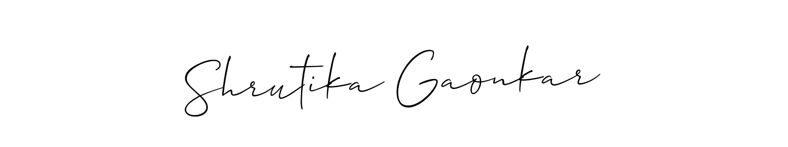 if you are searching for the best signature style for your name Shrutika Gaonkar. so please give up your signature search. here we have designed multiple signature styles  using Allison_Script. Shrutika Gaonkar signature style 2 images and pictures png