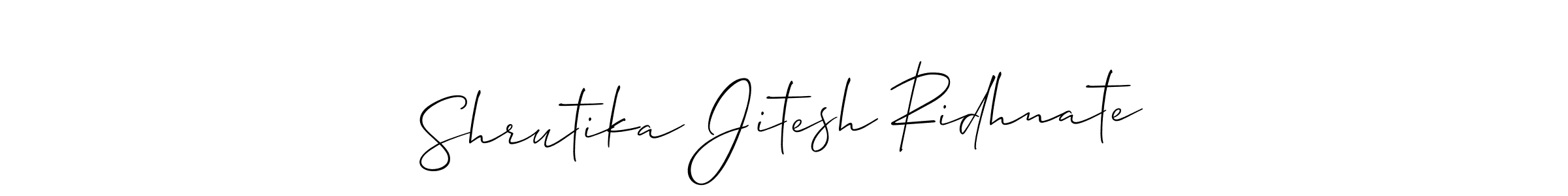 You should practise on your own different ways (Allison_Script) to write your name (Shrutika Jitesh Ridhnate) in signature. don't let someone else do it for you. Shrutika Jitesh Ridhnate signature style 2 images and pictures png