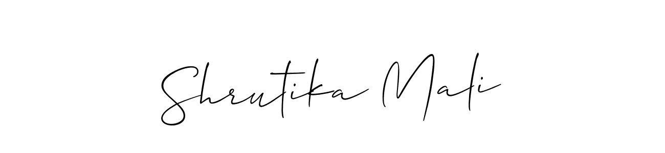 The best way (Allison_Script) to make a short signature is to pick only two or three words in your name. The name Shrutika Mali include a total of six letters. For converting this name. Shrutika Mali signature style 2 images and pictures png