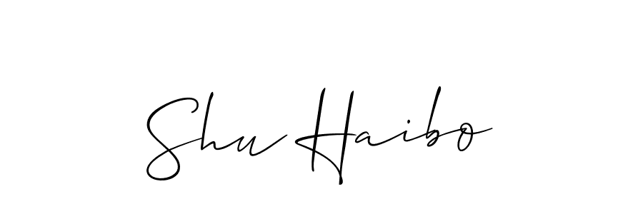 You should practise on your own different ways (Allison_Script) to write your name (Shu Haibo) in signature. don't let someone else do it for you. Shu Haibo signature style 2 images and pictures png
