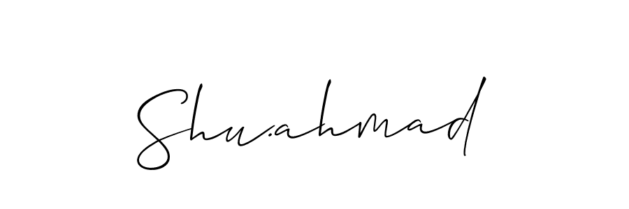 Make a beautiful signature design for name Shu.ahmad. With this signature (Allison_Script) style, you can create a handwritten signature for free. Shu.ahmad signature style 2 images and pictures png