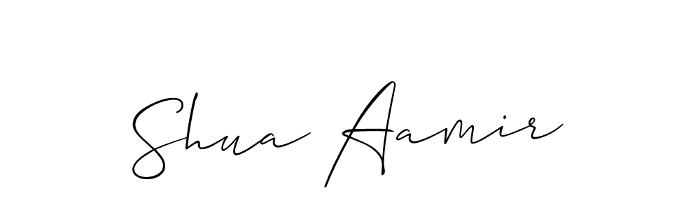 The best way (Allison_Script) to make a short signature is to pick only two or three words in your name. The name Shua Aamir include a total of six letters. For converting this name. Shua Aamir signature style 2 images and pictures png