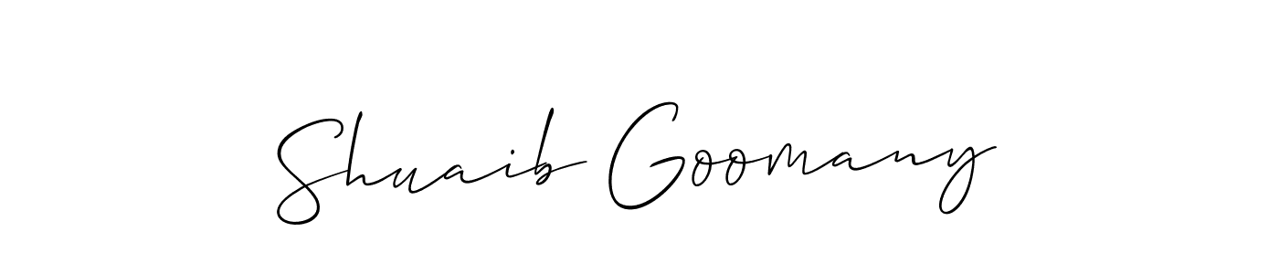 Design your own signature with our free online signature maker. With this signature software, you can create a handwritten (Allison_Script) signature for name Shuaib Goomany. Shuaib Goomany signature style 2 images and pictures png