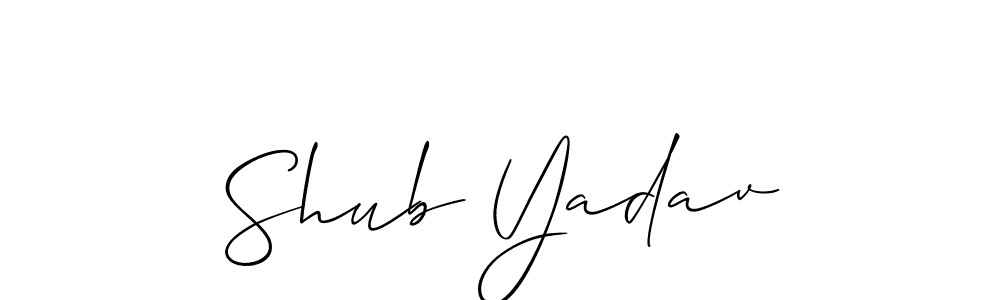 Allison_Script is a professional signature style that is perfect for those who want to add a touch of class to their signature. It is also a great choice for those who want to make their signature more unique. Get Shub Yadav name to fancy signature for free. Shub Yadav signature style 2 images and pictures png