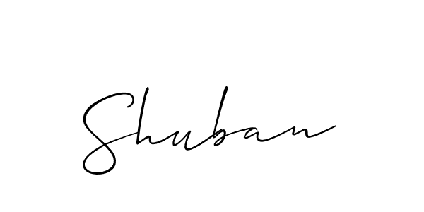 It looks lik you need a new signature style for name Shuban. Design unique handwritten (Allison_Script) signature with our free signature maker in just a few clicks. Shuban signature style 2 images and pictures png