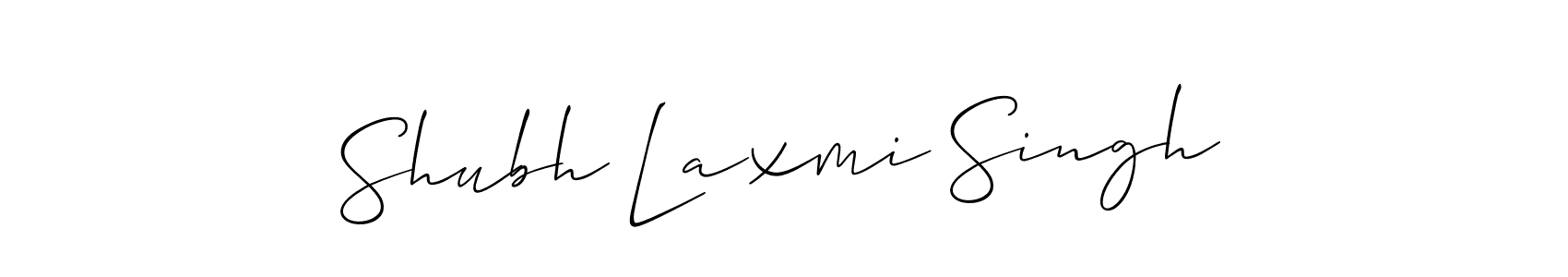 if you are searching for the best signature style for your name Shubh Laxmi Singh. so please give up your signature search. here we have designed multiple signature styles  using Allison_Script. Shubh Laxmi Singh signature style 2 images and pictures png