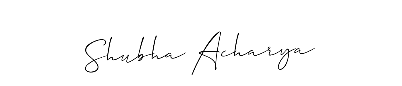 The best way (Allison_Script) to make a short signature is to pick only two or three words in your name. The name Shubha Acharya include a total of six letters. For converting this name. Shubha Acharya signature style 2 images and pictures png